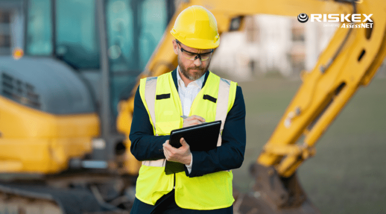 a hse inspector carrying out a workplace safety inspection.
