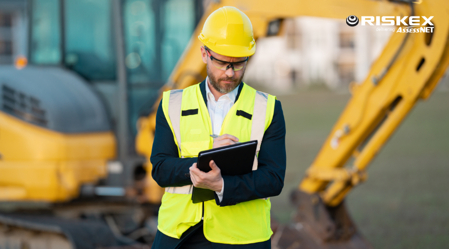 a hse inspector carrying out a workplace safety inspection.