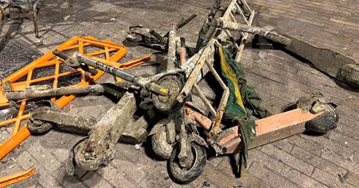 Fire damaged e-scooters