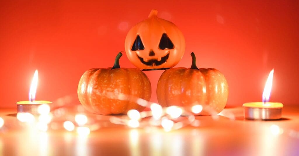 halloween pumpkin and tealights.