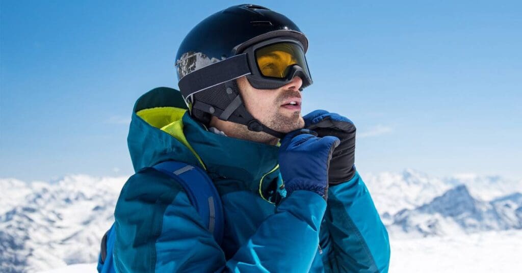 man in skii gear on the mountain.