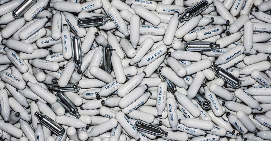 Laughing gas canisters.