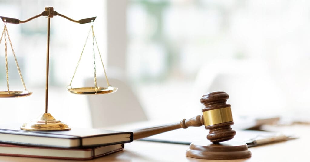 gavel and scales.