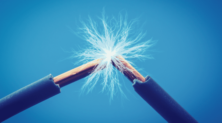 Electrical Wires Sparks Close up.