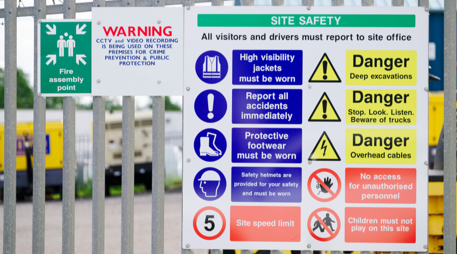 safety signage on a construction site for the public safety.