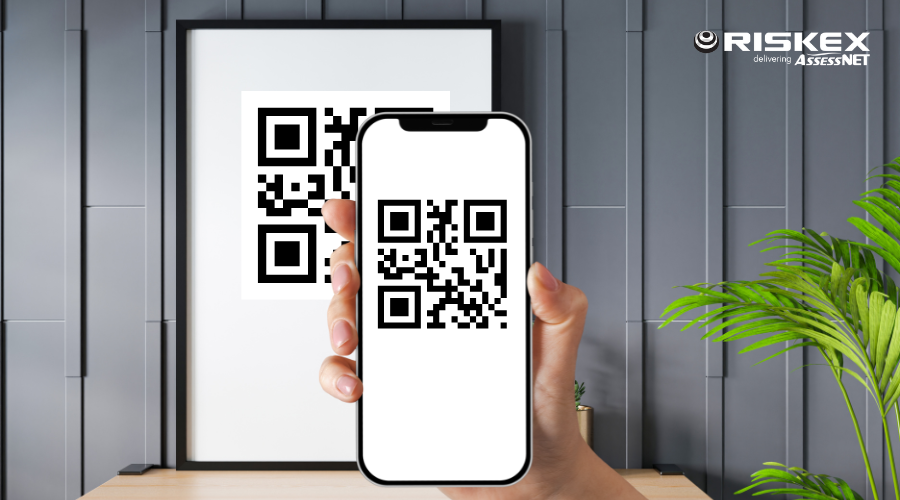a mobile scanning a QR code poster.