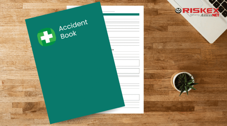 an accident book on a table.