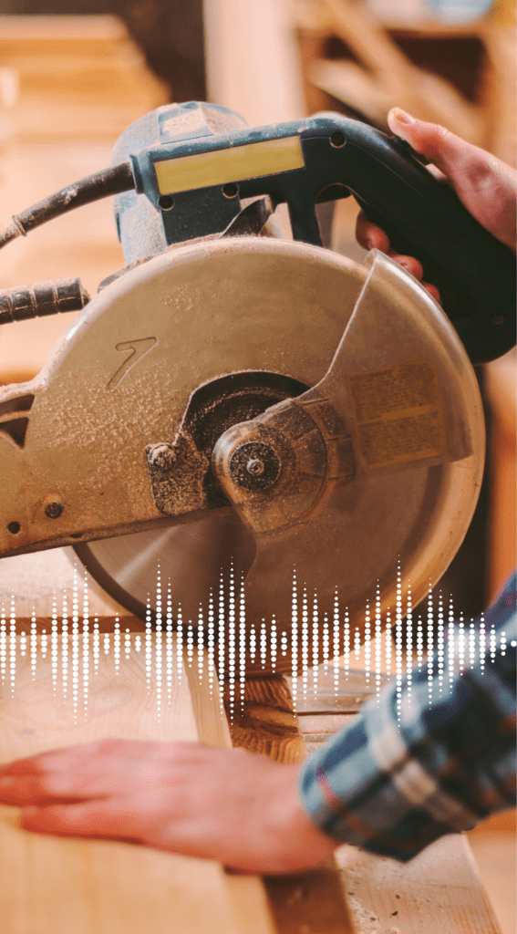 cutting wooden planks with a circular saw.